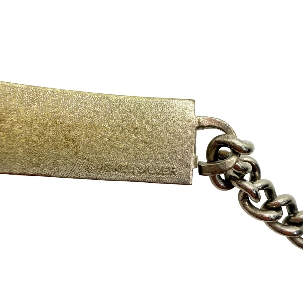Vintage Cub Scouts BSA ID‎ Bracelet Nickel Silver Wolf Logo Curb Chain 6.5